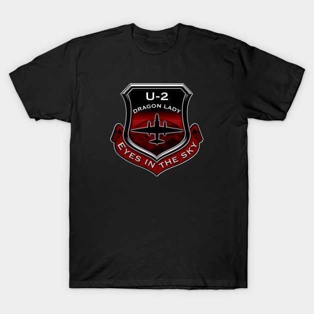 Red U2 Dragon Lady spy plane shield T-Shirt by DrewskiDesignz